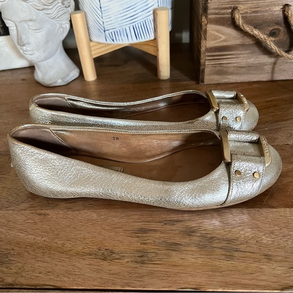 Jimmy Choo Metallic Silver Leather Ballet Flats Size 8 - Picture 2 of 14